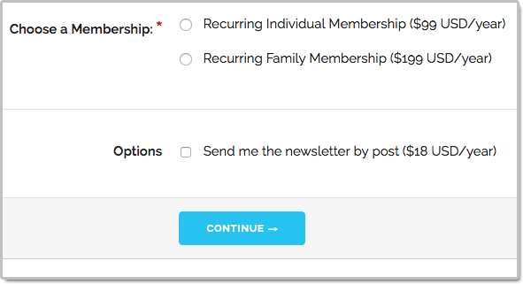 Recurring membership form