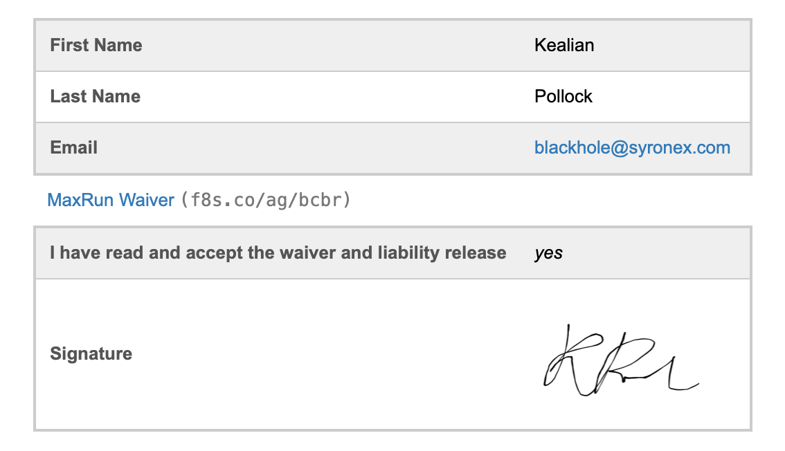 Digital contract permanent URL in form response with signature