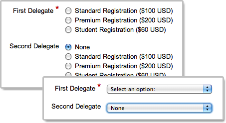 Required or Optional Radio Button and Drop-Down List in the Form Builder