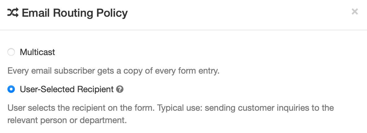 Turn On User-Selected Recipient Routing Rule