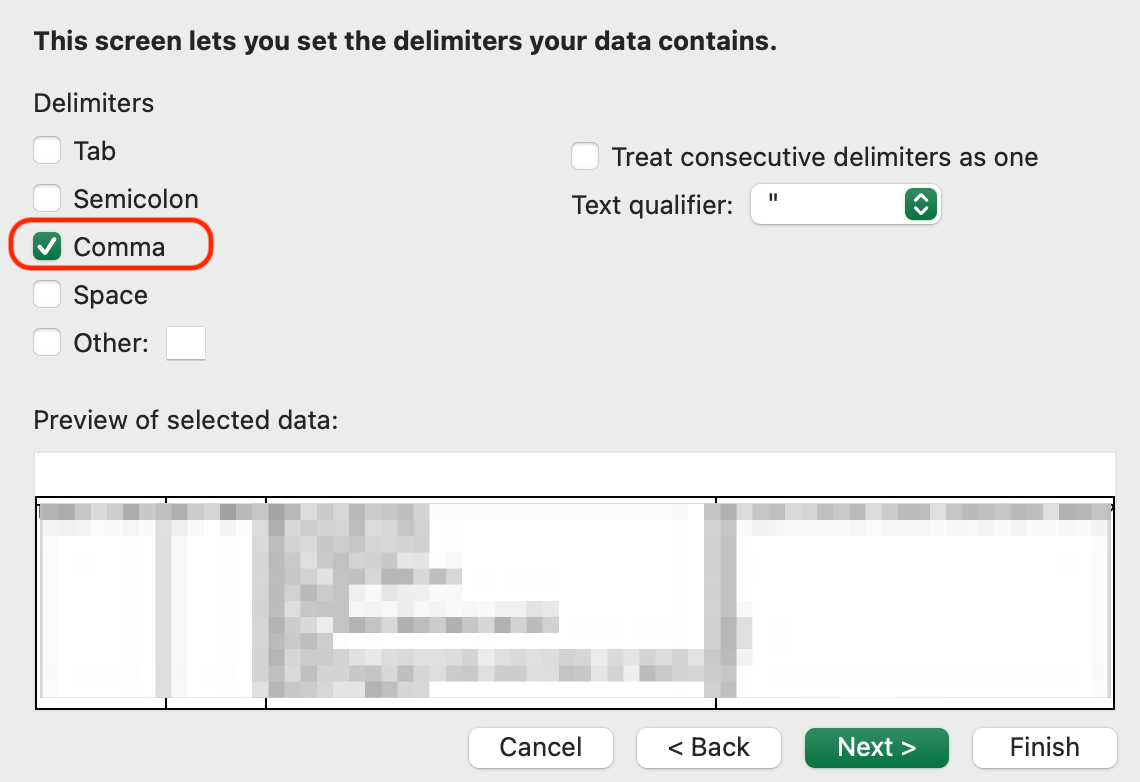 Excel CSV Import Comma-Delimited File