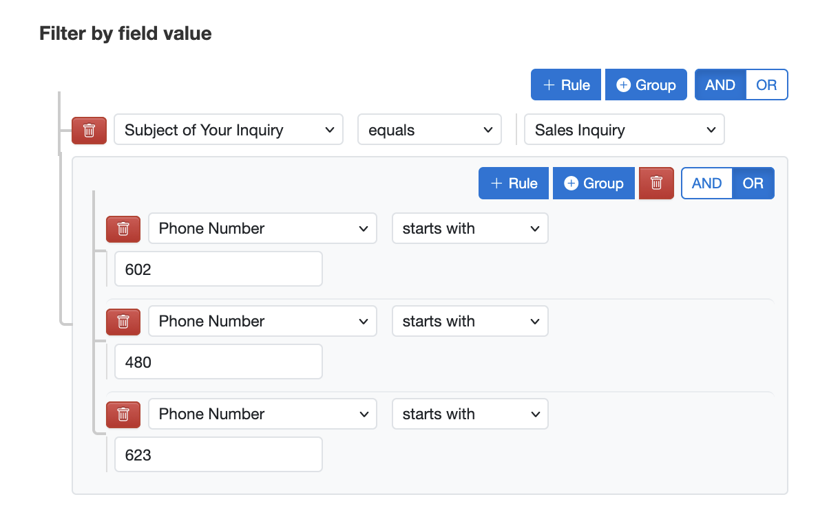 Filter Excel export by subject and area code