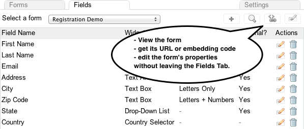 Fields Tab of the Form Builder v 3.0