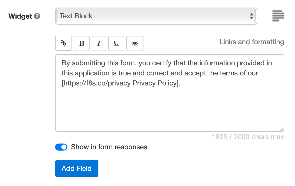 Add text to an online form with the Form Builder