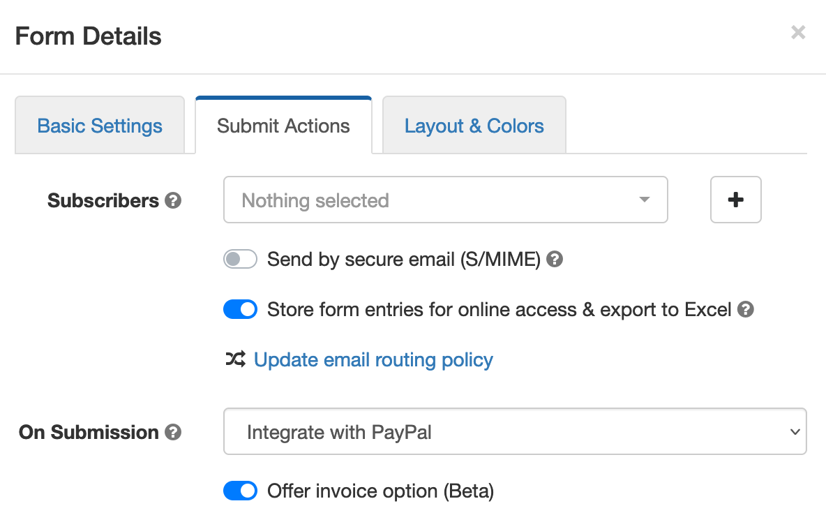 Offer invoice options on payment form for cash, cheque and app payments