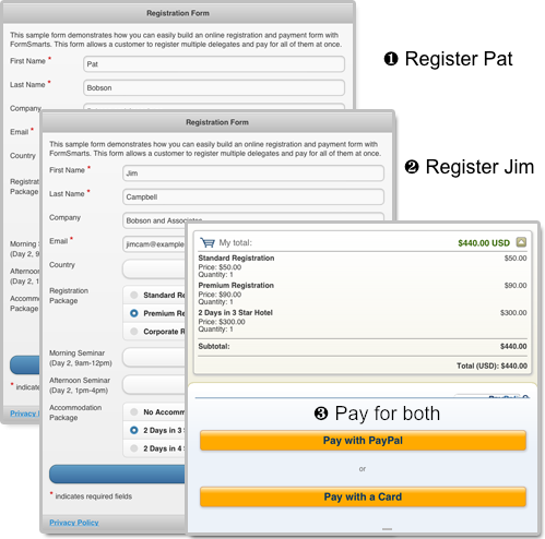 Online Registration Form Allowing Several Registrants