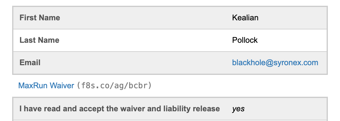 Waiver permanent URL in form response